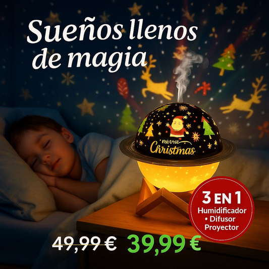 Lámpara Saturno 3 en 1: Humidificador + Difusor + Proyector Decorativo