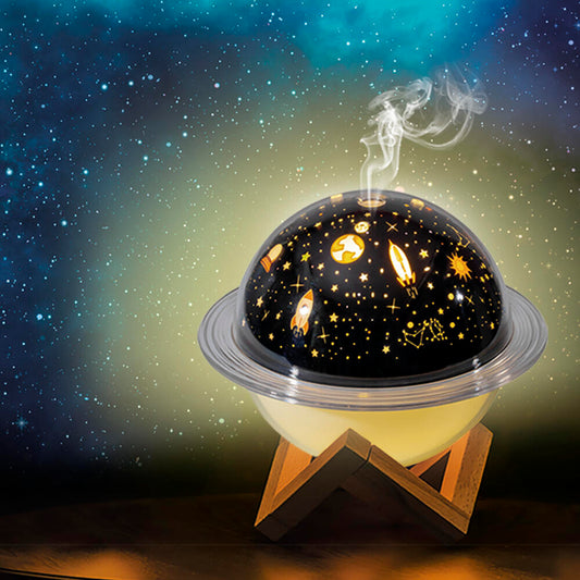 Lámpara Saturno 3 en 1: Humidificador + Difusor + Proyector Decorativo